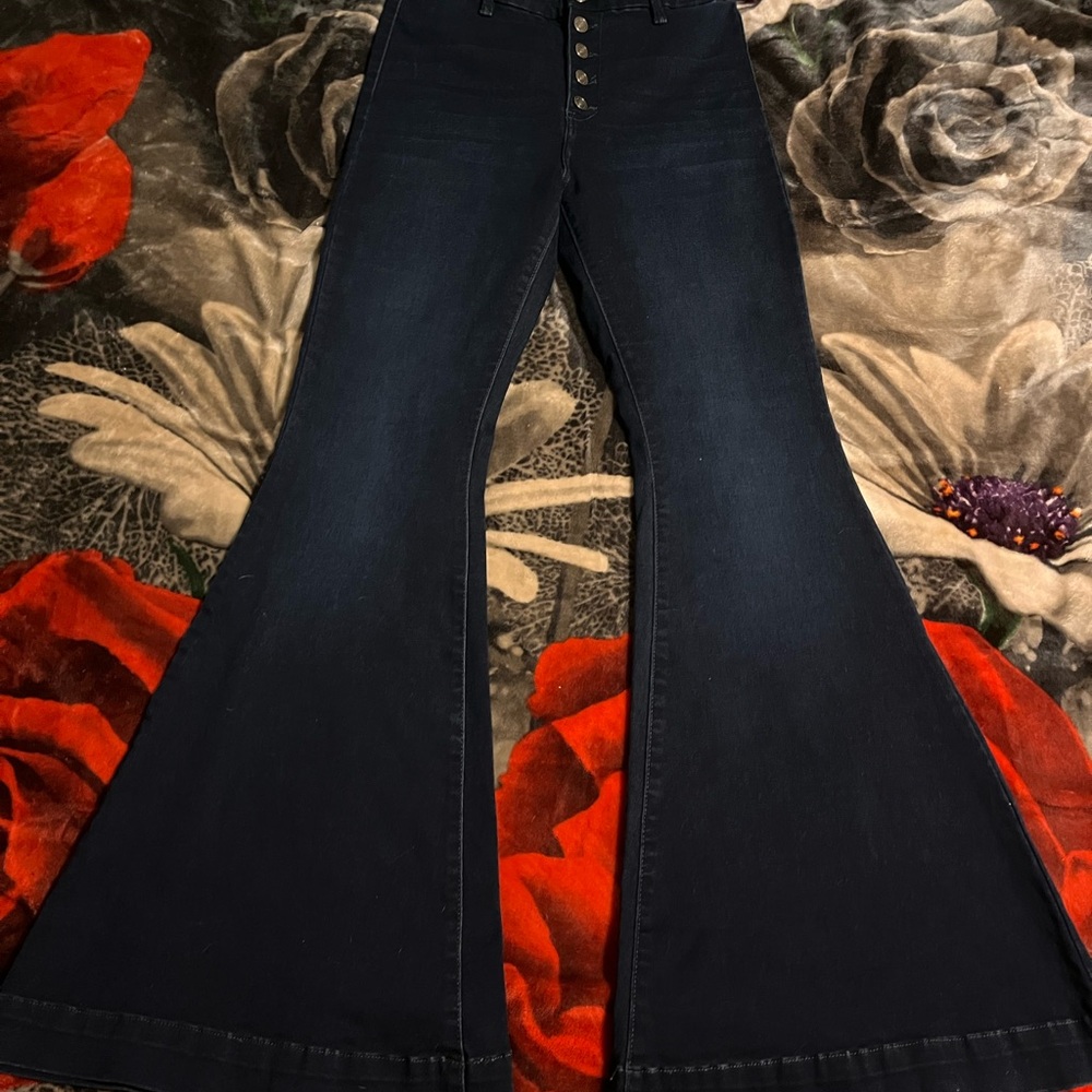 Women's Kancan Flared Dark Blue Jeans